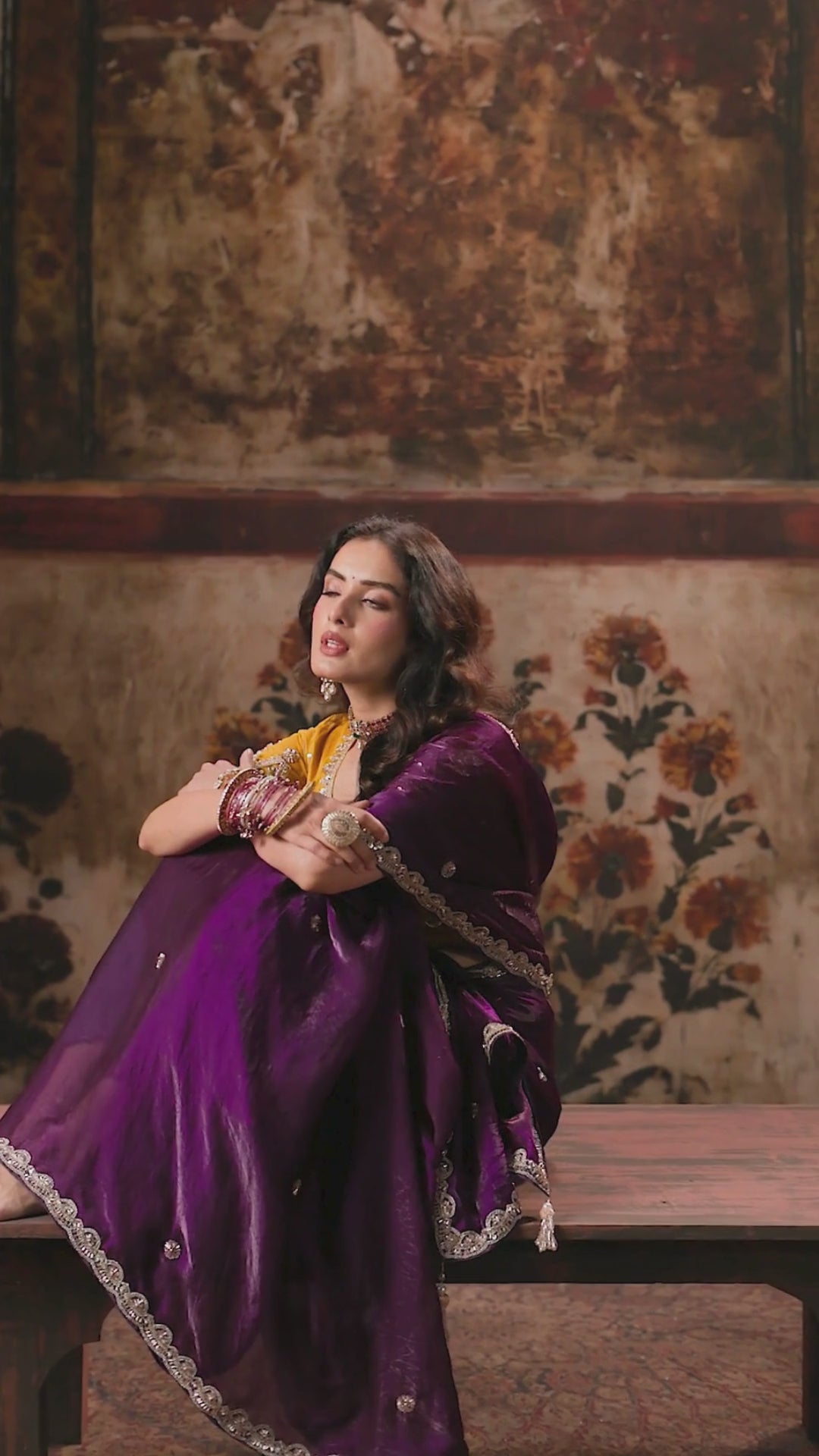 Fendy Satin Party Wear Purple With Handwork Motif Work